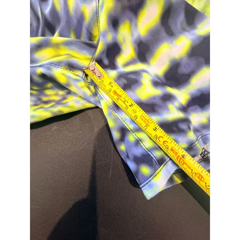 Nike Running Shorts Women Size S Blue Yellow Abstract Print Stretch Athletic Gym